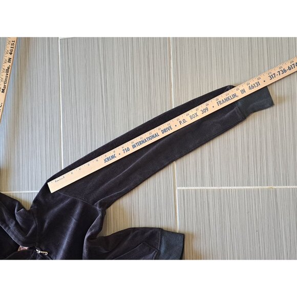 Y2K Juicy Couture Black Velour Hoodie Sunflower Embroidered Logo Womens Size XS - Picture 13 of 13